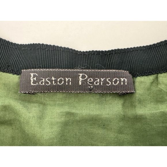 Easton Pearson Peasant Skirt S Cream Tulle Overlay Green Cotton Slip Embroidered - Picture 2 of 16